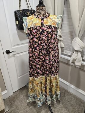 NWT, Anthropologie, Ruffled Floral Midi Dress